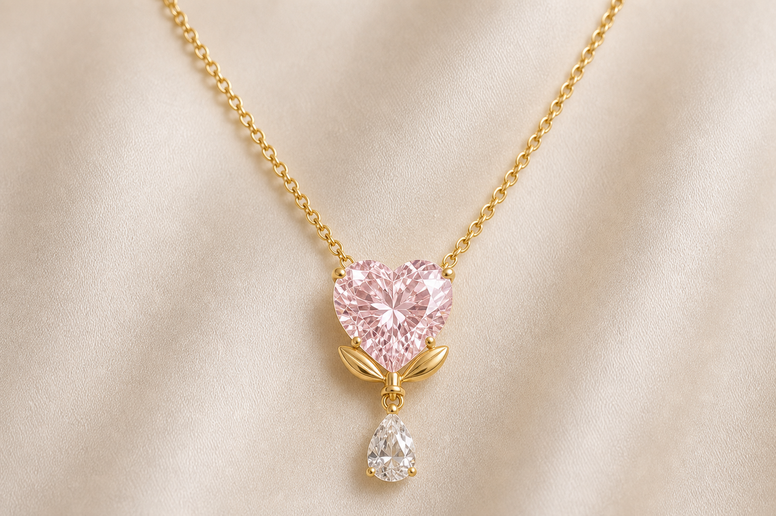 The Bleeding Heart in Pink Diamond necklace