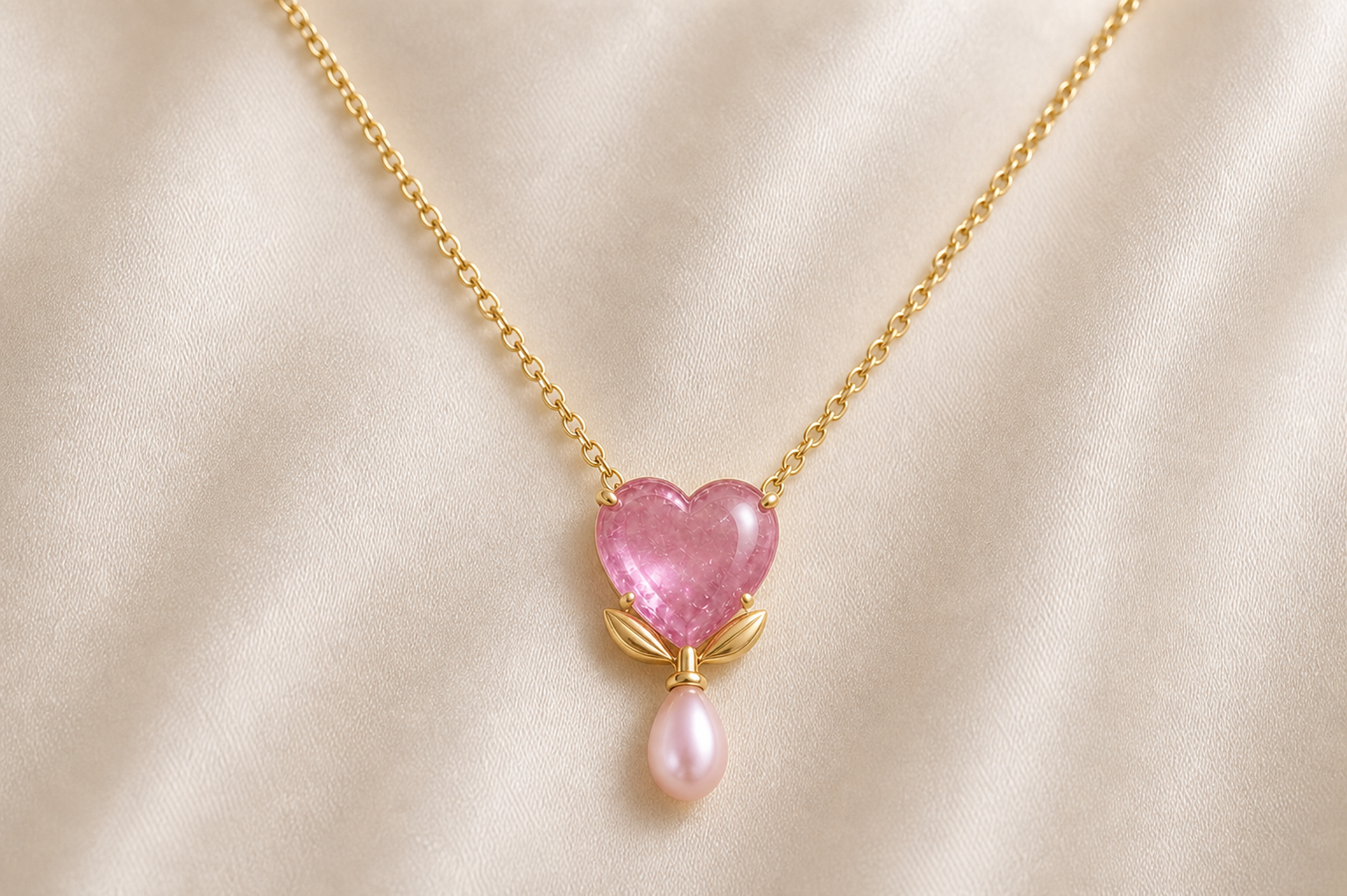 The Bleeding Heart in Pink Sapphire necklace