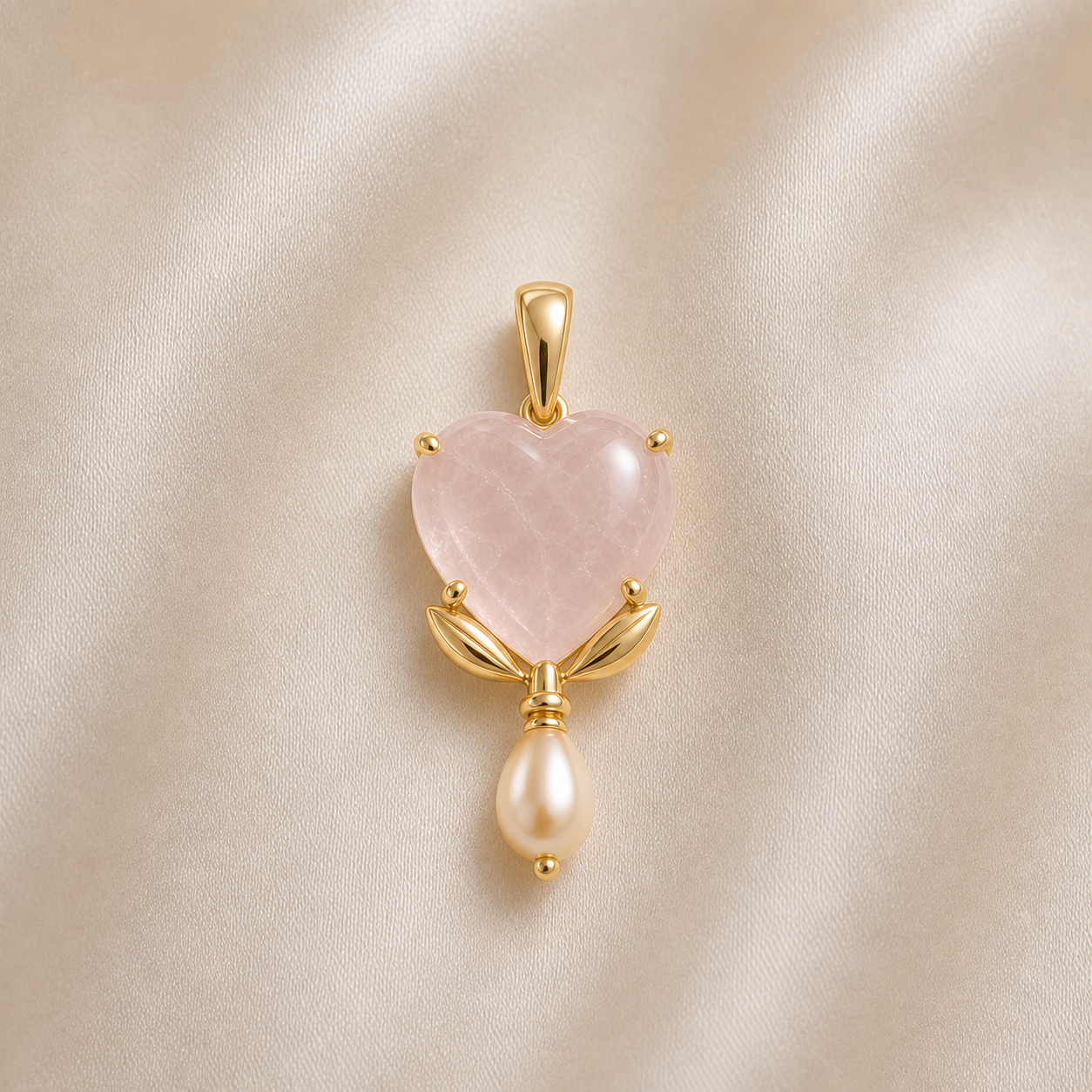 The Bleeding Heart in Rose Quartz pendant