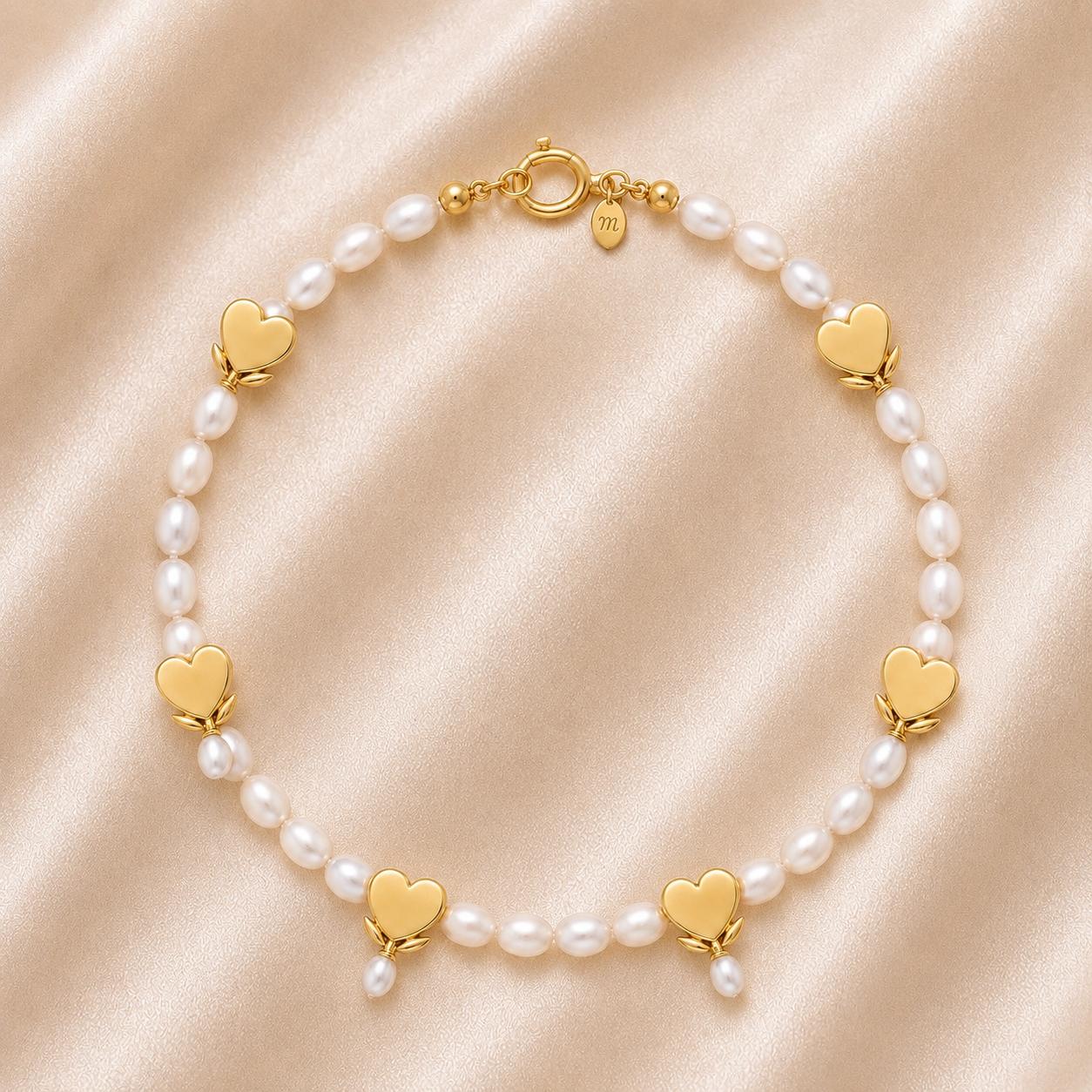 The Bleeding Heart Pearl Bracelet, personalized with initial